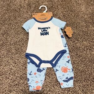 Little Blue and White Sea Adventure Bodysuit Set